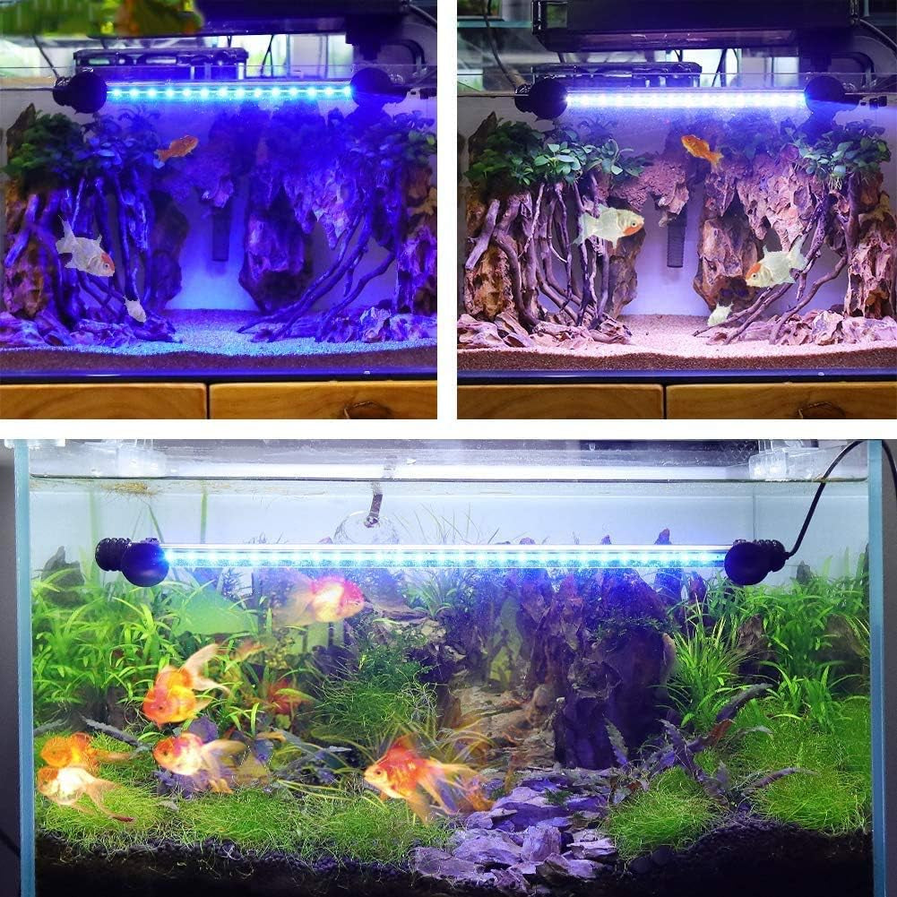 Aquarium Light for Fish Tank,Auto On/Off Submersible White and Blue Aquarium Plant Light with Timer and Dimming Function (7.5 Inch (Timer & Dimming Function)