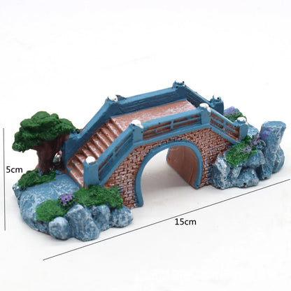 Fish Tank Artificial Bridge Resin Landscape Decoration Bridge Aquarium Equipment Accessories Ornament Cave Aquatic Pet Fish