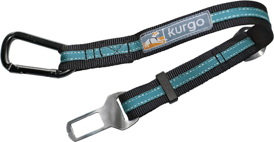 Direct to Seatbelt Tether - Easy-Use Dog Car Harness Clip - Adjustable Ride Strap - Universal Fit for Most Vehicles - All Steel Hardware - Backseat Restraint - Coastal Blue
