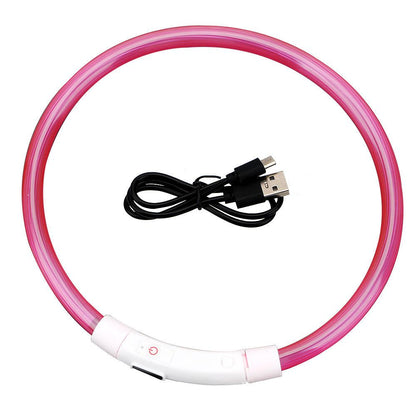Usb Rechargeable Glow-In-The-Dark Pet Collar With Three Flashing Modes