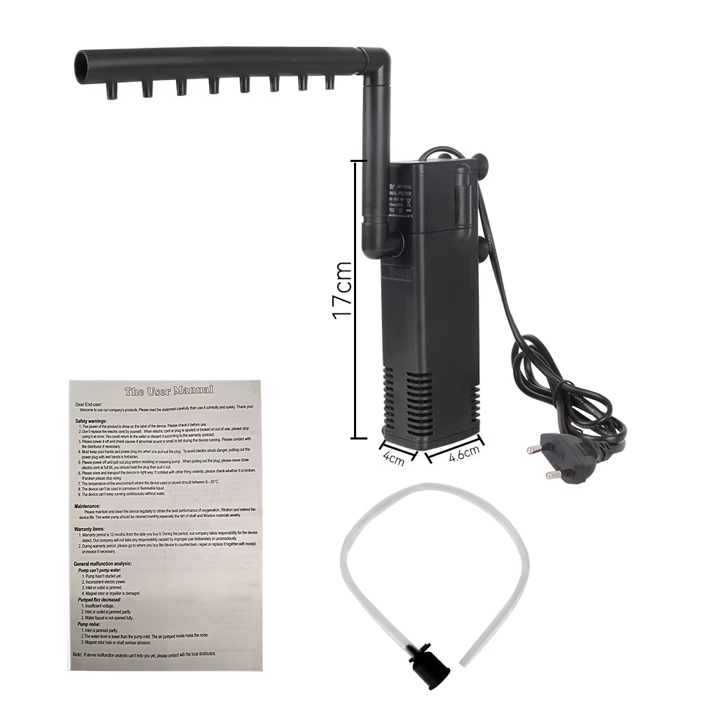 Low Level Water Submersible Water Filter Pump Aquarium Fish Tank Oxygen Increasing Pump EU Plug Turtle Tank Filter