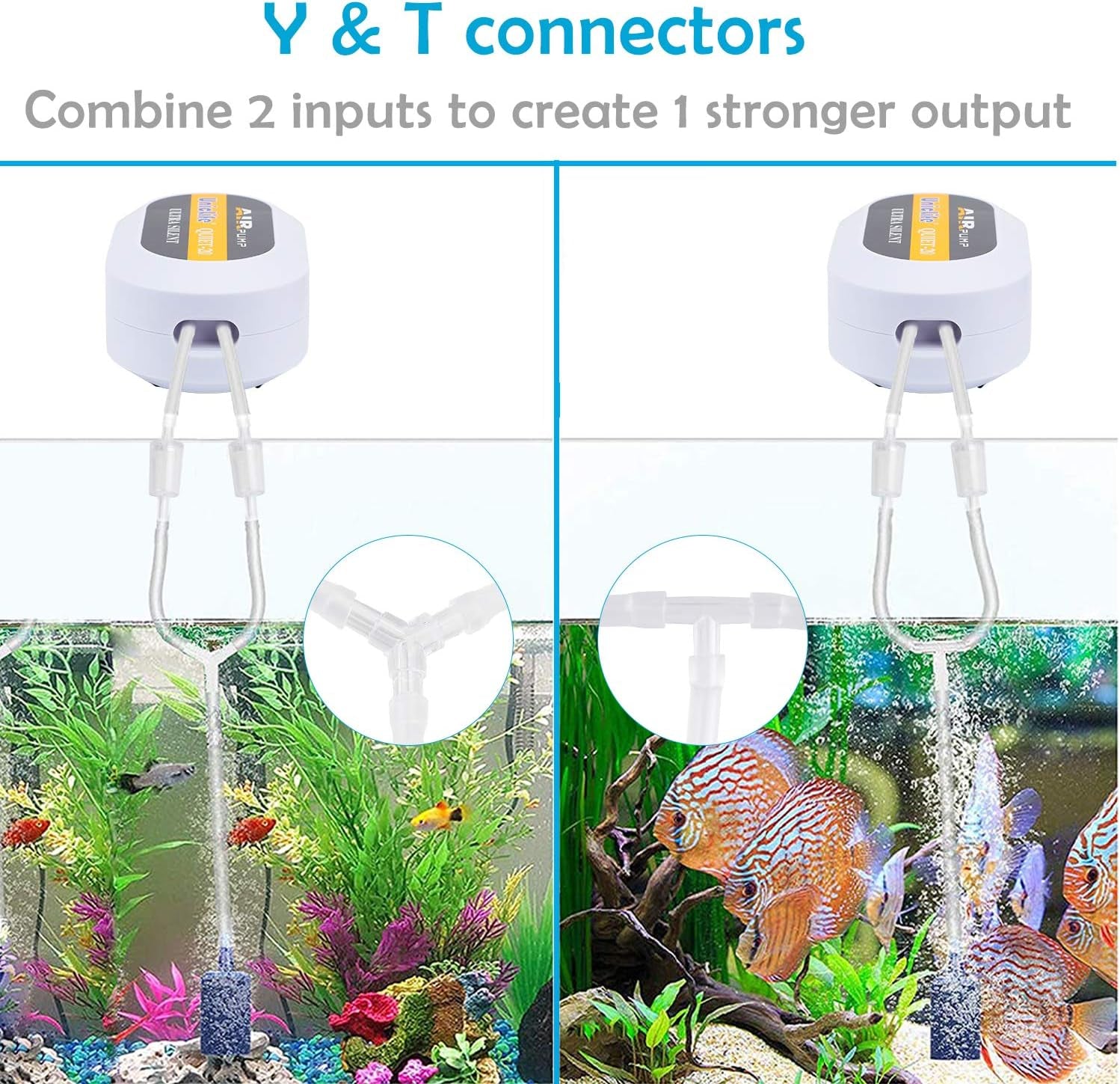 Aquarium Airline Tubing Connectors Plastic Inline Valve, Fish Tank Air Pump Connector, 40-Piece