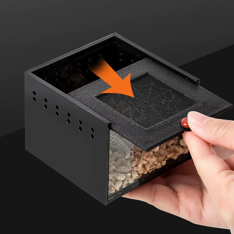 Pet Spider Box Reptile Crawling Pet Feeding Lizard Silkworm Baby Scorpion Unicorn Beetle Insect Pet House Black Acrylic Box