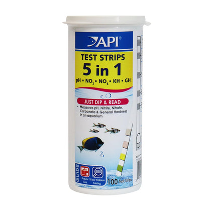 5-IN-1 TEST STRIPS Freshwater and Saltwater Aquarium Test Strips 100-Count Box