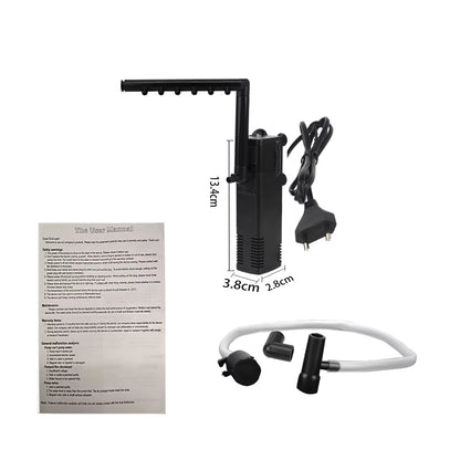 Low Level Water Submersible Water Filter Pump Aquarium Fish Tank Oxygen Increasing Pump EU Plug Turtle Tank Filter