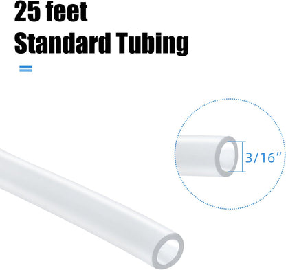 Aquarium Tubing 25 Feet Clear, Airline Tubing, Standard 3/16” Air Hose for Fish Tank Air Pump,Hydroponics,Pond