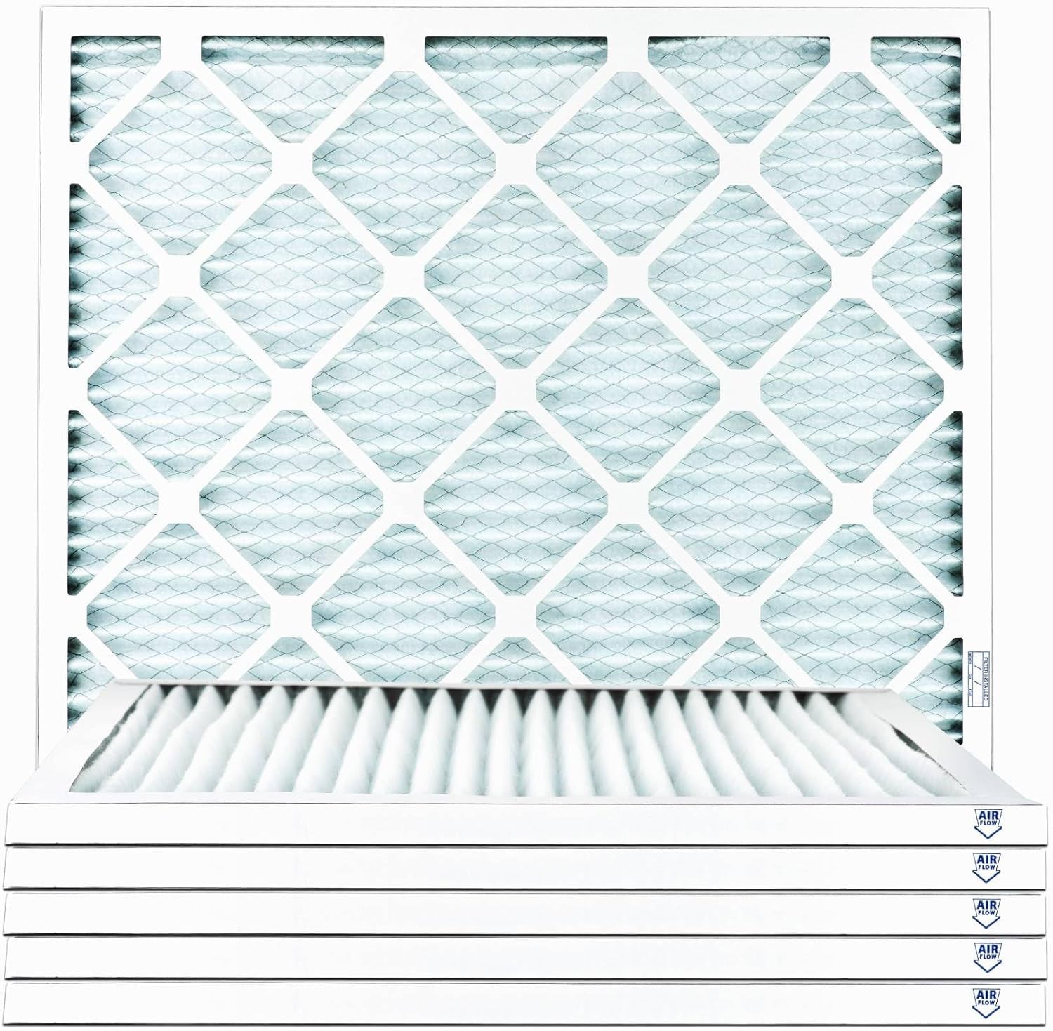 20X20X1 Air Filter MERV 11, 1" AC Furnace Air Filters, Made in the USA, Actual Size: 19.75"X19.75"X0.75, 6 Pack