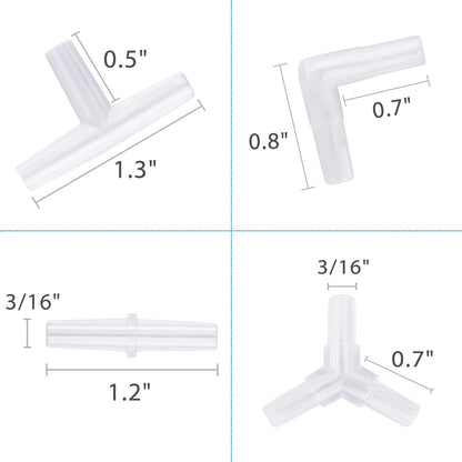 Aquarium Airline Tubing Connectors Plastic Inline Valve, Fish Tank Air Pump Connector, 40-Piece