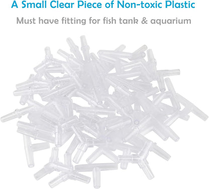 Aquarium Airline Tubing Connectors Plastic Inline Valve, Fish Tank Air Pump Connector, 40-Piece