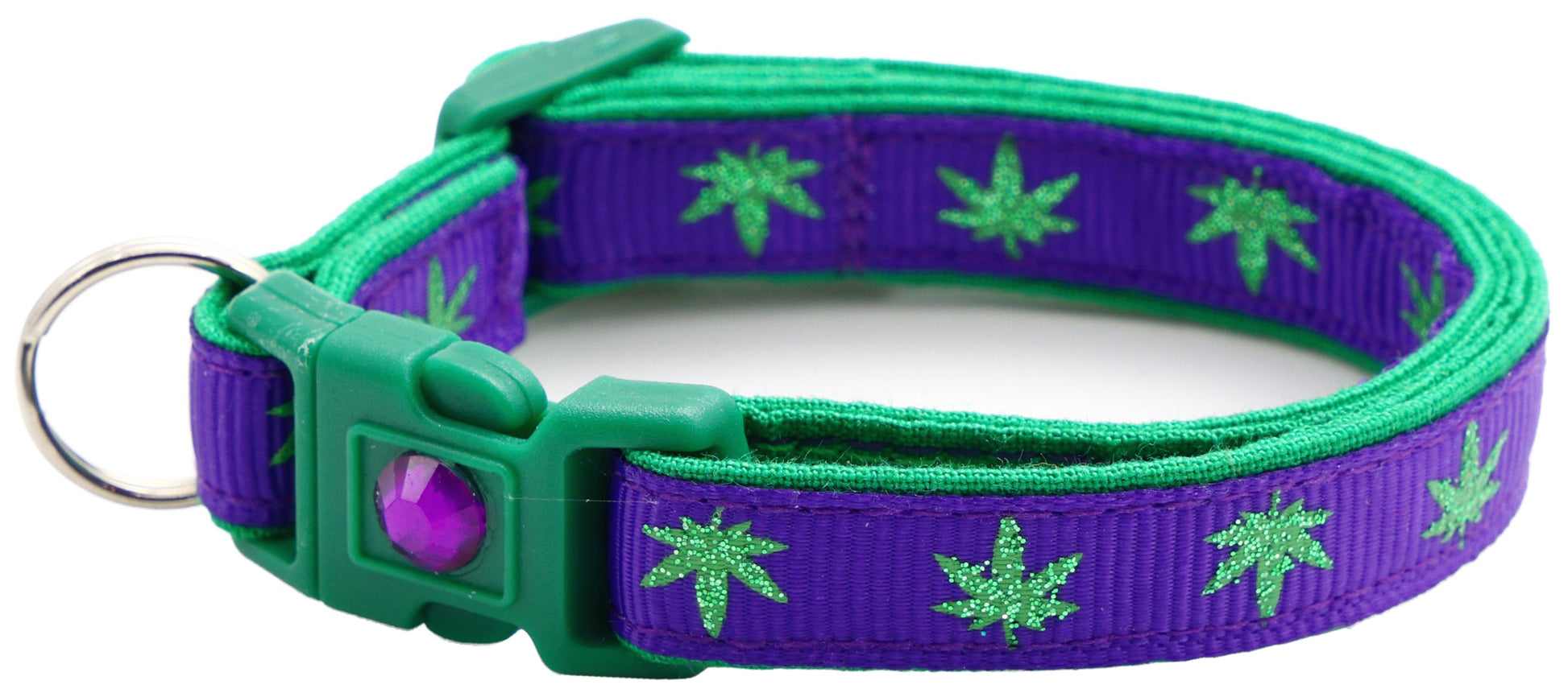 Marijuana Leaves Breakaway Cat Collar-58