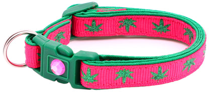 Marijuana Leaves Breakaway Cat Collar-64
