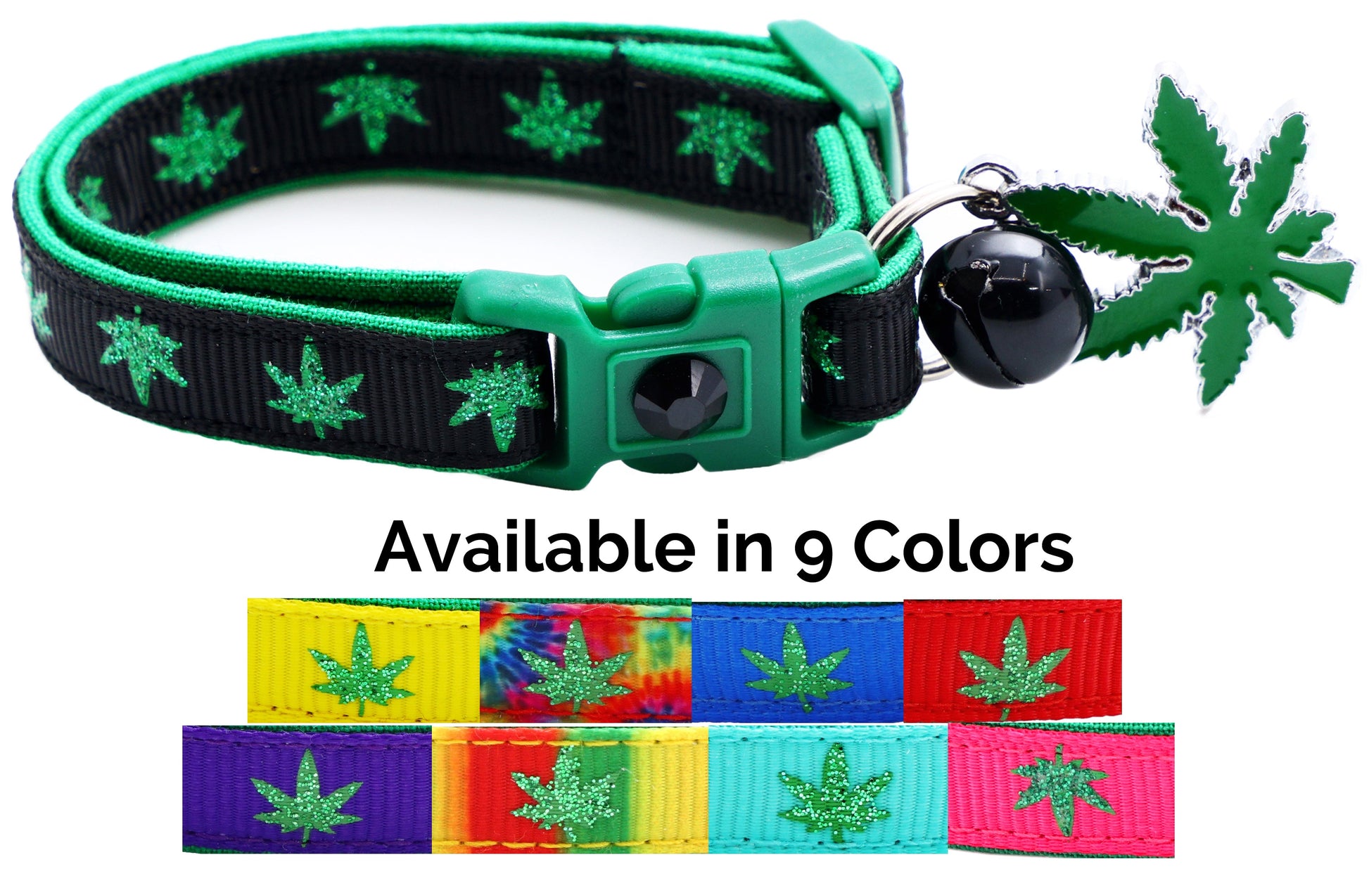 Marijuana Leaves Breakaway Cat Collar-0