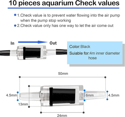 32.8 Feet Aquarium Airline Tubing Hose 10 Air Stone for Fish Tank 10 Aquarium One Way Air Check Value for Fish Tank 10 Aquarium Suction Cups 5 Each Aquarium Air Controller and I T Hose Connectors