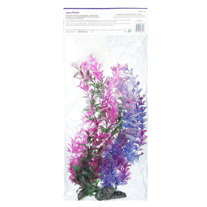 Aqua-Plants Aquarium Plant Decoration - 3 Piece Plastic Plant Bundle – Multicolor – 16” Height