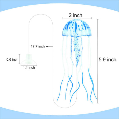 2 PCS Jellyfish Fish Tank Decorations, Simulation Jellyfish Plant Ornament, Fish Tank Jellyfish Glow Decorations, Fishtank Decorations for Various Aquarium (S, Blue)