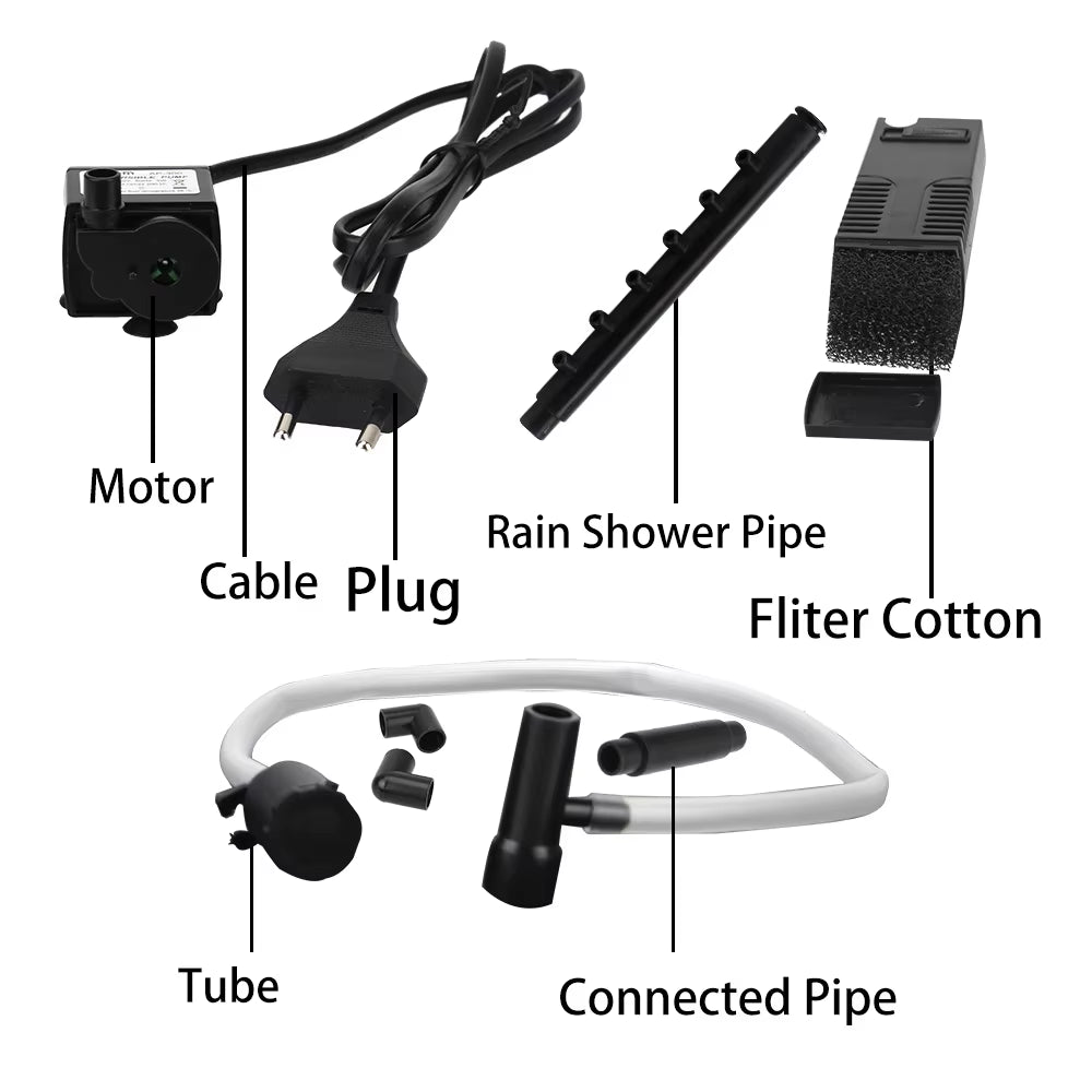 Low Level Water Submersible Water Filter Pump Aquarium Fish Tank Oxygen Increasing Pump EU Plug Turtle Tank Filter