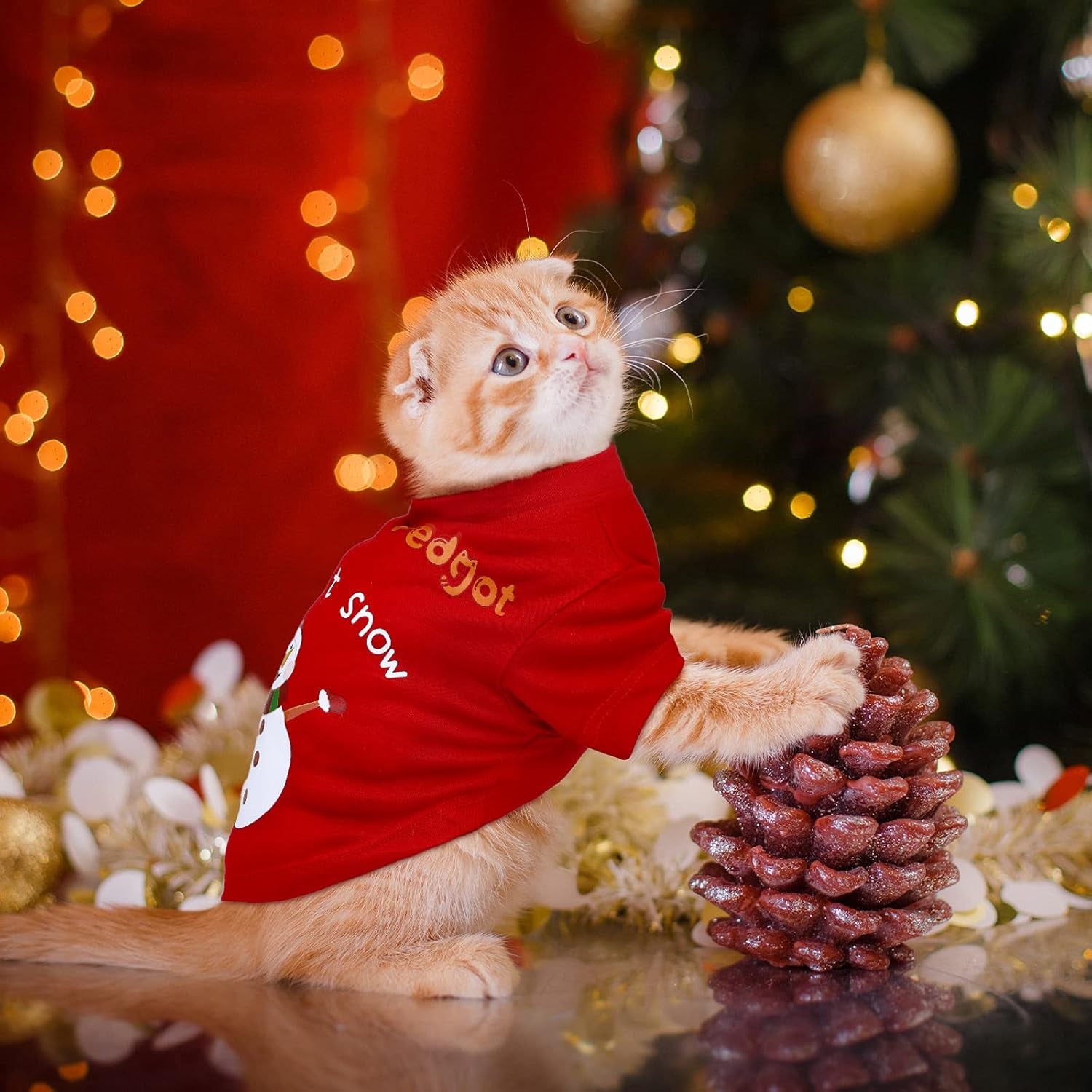 3 Pack Dog Christmas Shirt Santa Claus, Snowman, Elf Pet Xmas Clothes Printed Puppy T-Shirt Cosplay Pet Apparel for Small Dogs and Cats Dress up Cosplay Gifts (M)