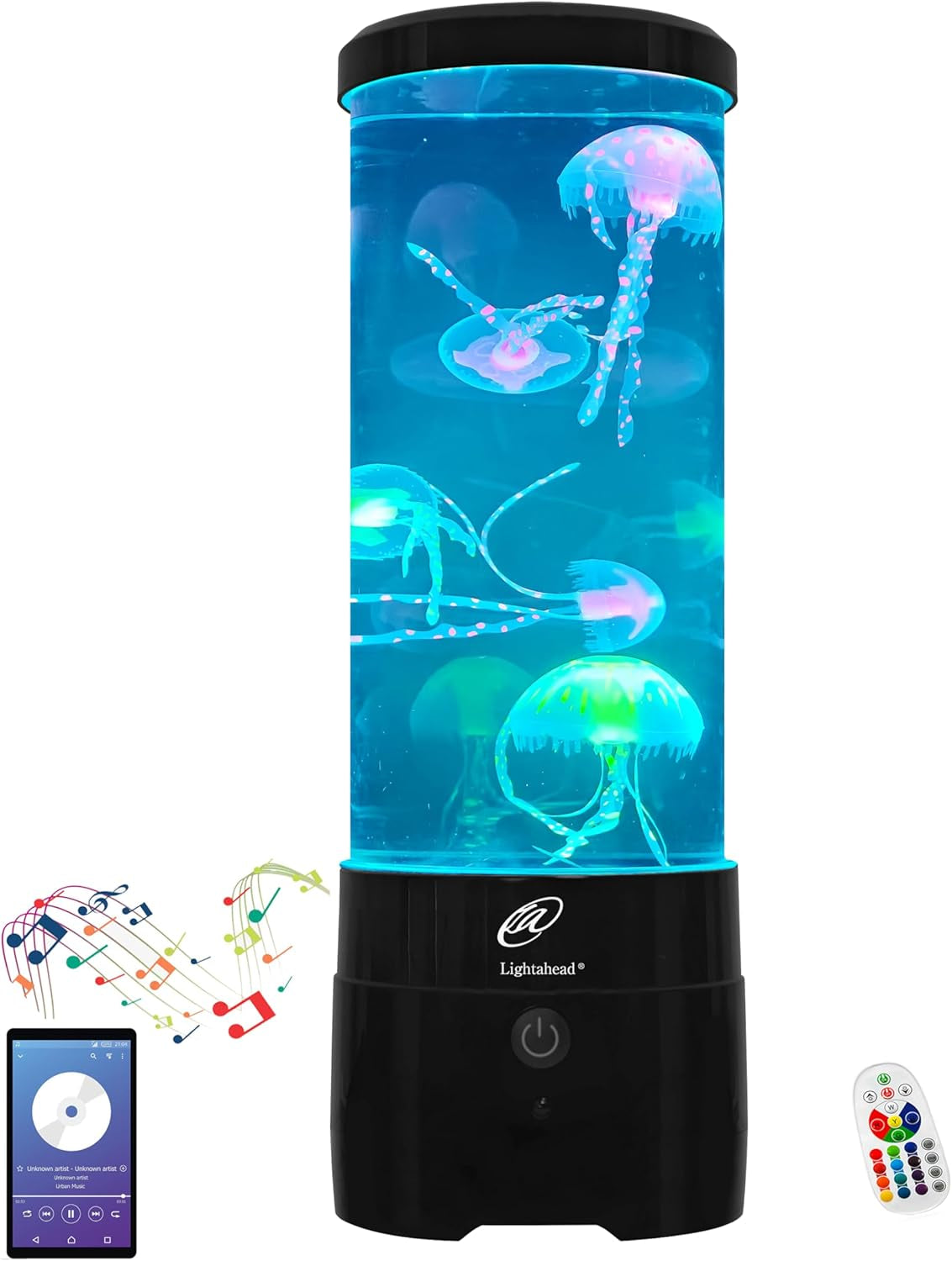 LED Sensory Jellyfish Aquarium Lamp with Bluetooth Speaker and Color Changing Light Effects. Majestic and Standing Tall at 12 Inches! Medium (12 Inches Tall)