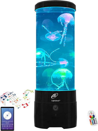 LED Sensory Jellyfish Aquarium Lamp with Bluetooth Speaker and Color Changing Light Effects. Majestic and Standing Tall at 12 Inches! Medium (12 Inches Tall)