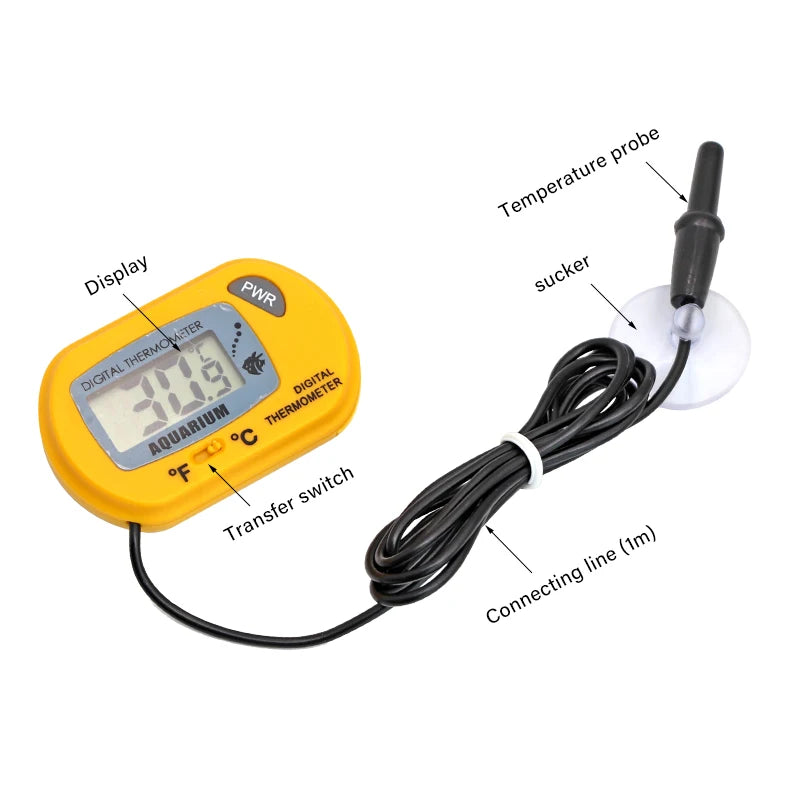 Fish Tank Thermometer LCD Digital Aquarium Temperature Water Meter Aquarium Temp Detector Fish Alarm Pet Supplies Tool Aquatic