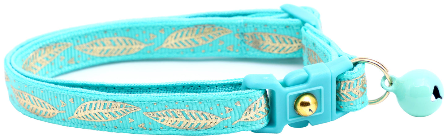 Metallic Gold Feathers Cat Collar-11