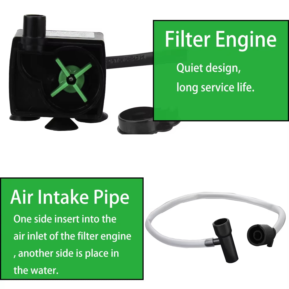 Low Level Water Submersible Water Filter Pump Aquarium Fish Tank Oxygen Increasing Pump EU Plug Turtle Tank Filter