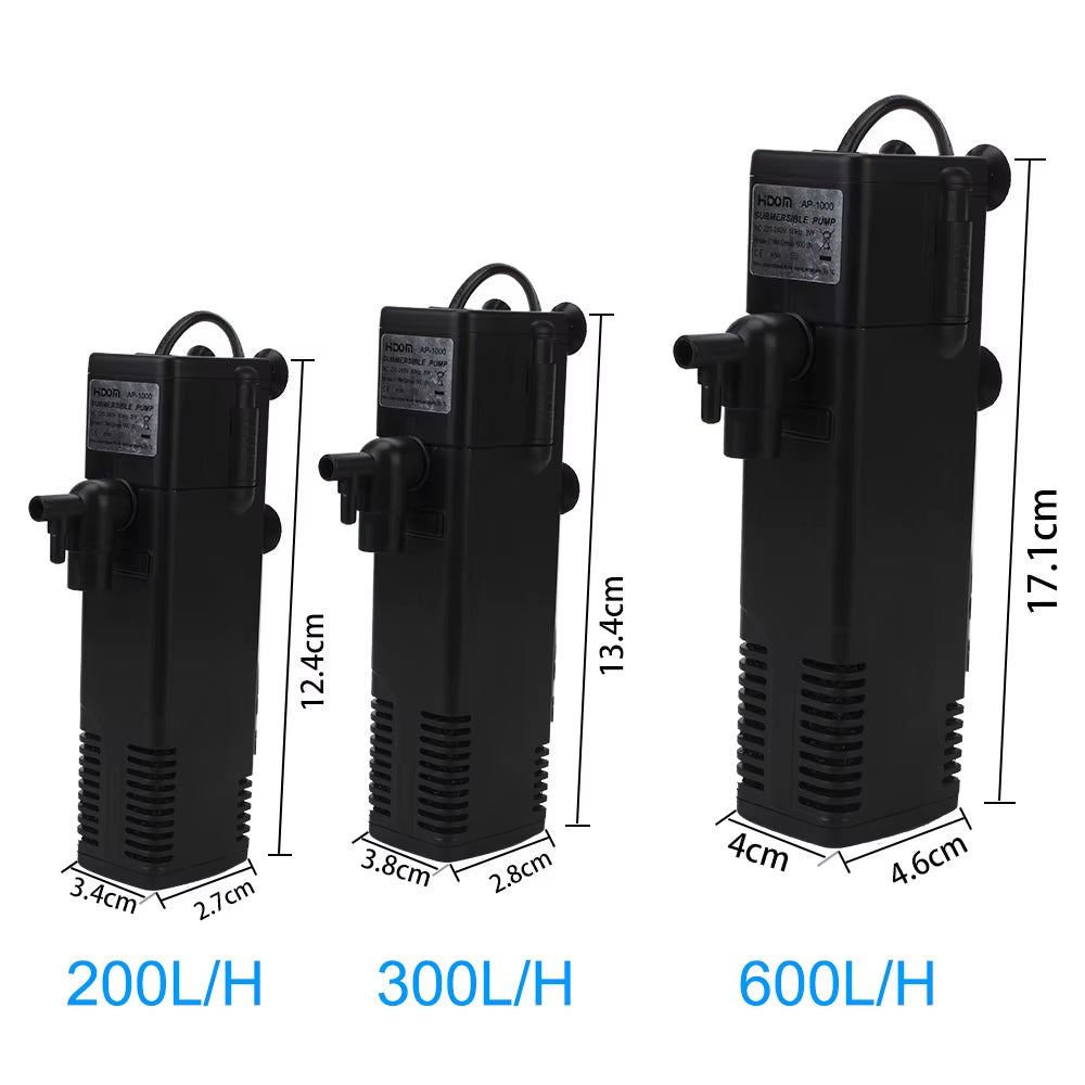 Low Level Water Submersible Water Filter Pump Aquarium Fish Tank Oxygen Increasing Pump EU Plug Turtle Tank Filter