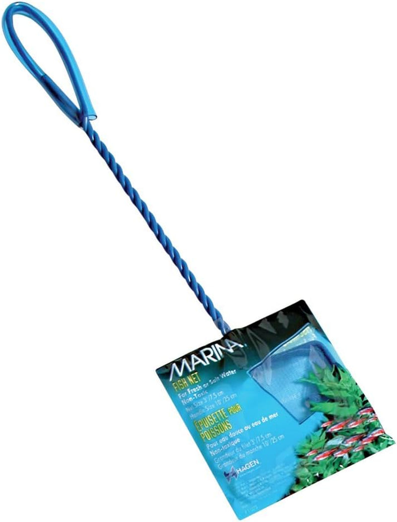 3-Inch Blue Fine Nylon Net with 10-Inch Handle, Aquarium Maintenance Tool, Blue, 11273