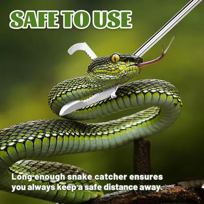 60 In. Snake Tongs Collapsible Grabber, Stainless Steel, Wide Serrated Jaw Handling Tool with Auto Lock Snake Catcher