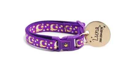 Gold Moons and Stars on Purple Cat Collar-6