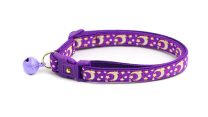 Gold Moons and Stars on Purple Cat Collar-3