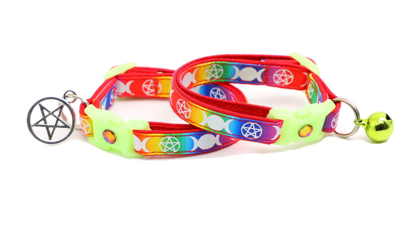 Witch's Familiar on Rainbow Cat Collar